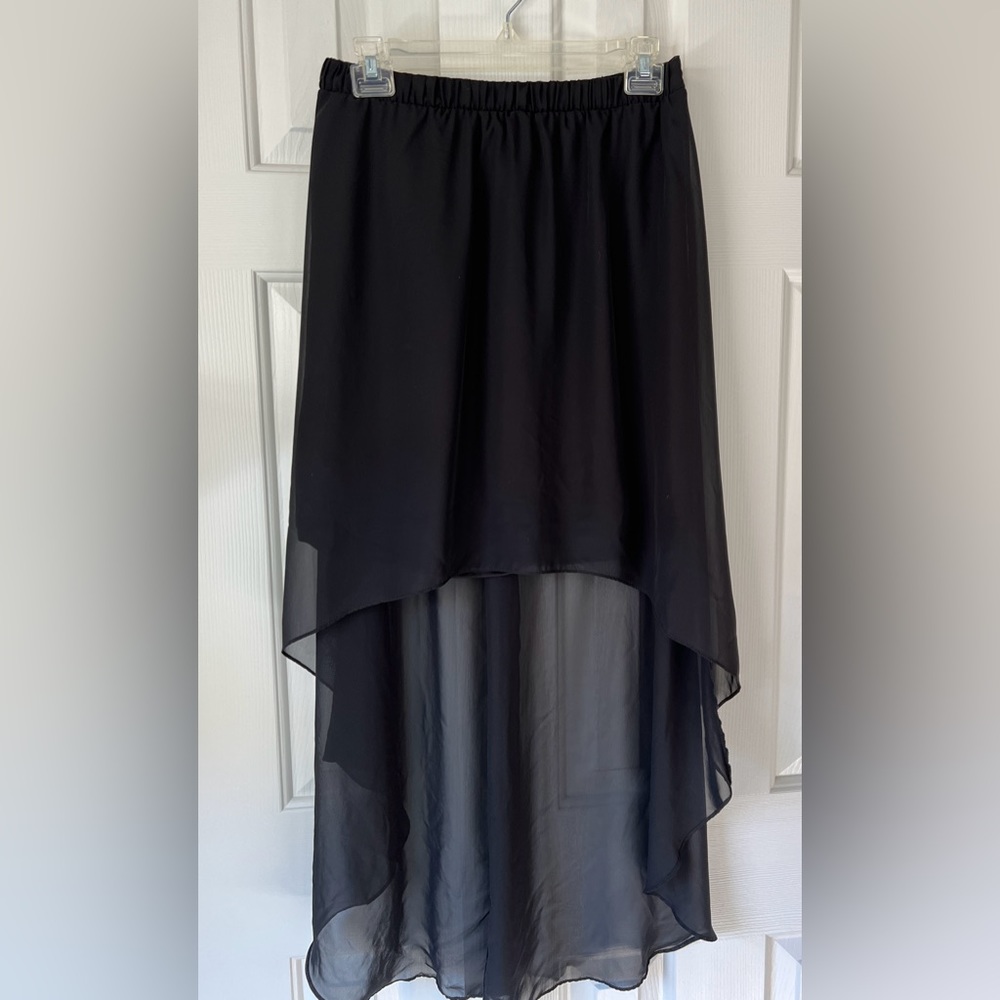 Moa Moa Women's Ladies Skirt Black over Black Size XL High Low Hems